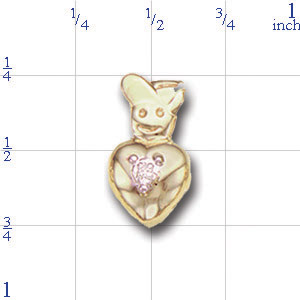 A3414 14K BOYS HEAD SLIDE WITH DIAMOND & HEART 